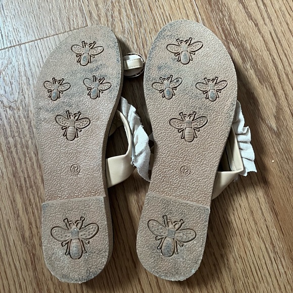 Beige Pearl Pineapple Ruffle Sandals - Picture 7 of 8